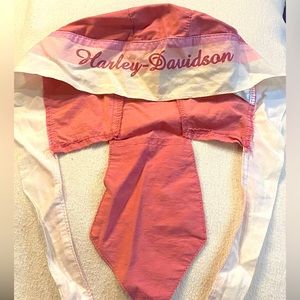 Harley Davidson skull cap H-D doo rag with ponytail holder pink biker, liner